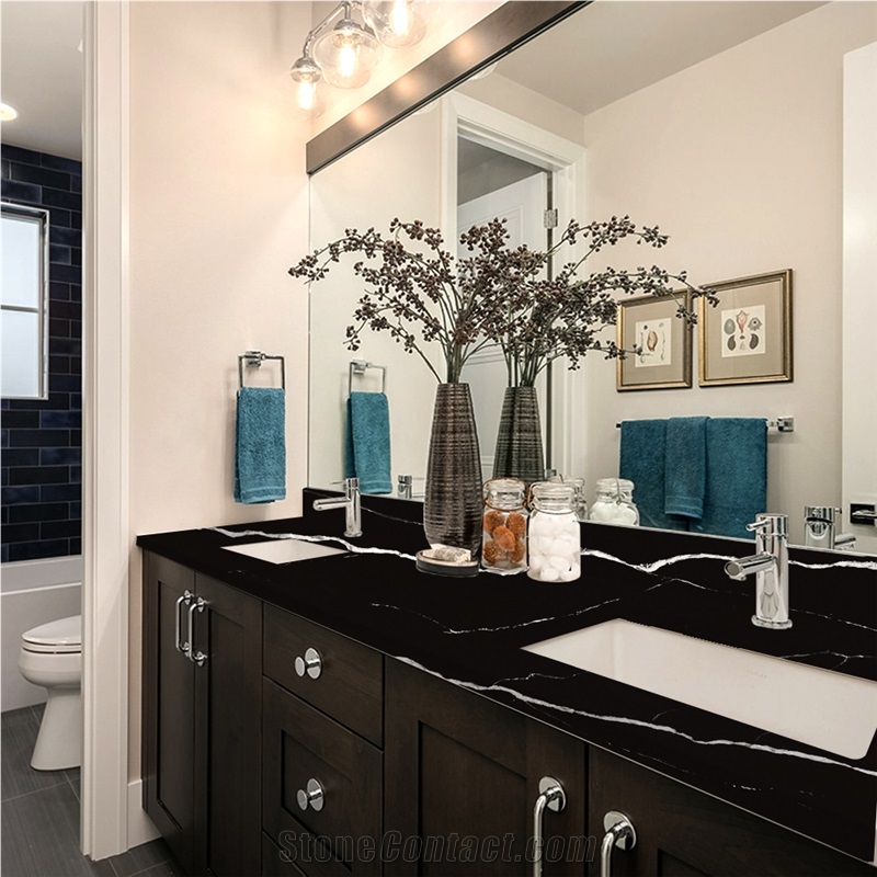 Goldtop OEM/ODM 5064 Black Artificial Quartz Bath Vanity Top