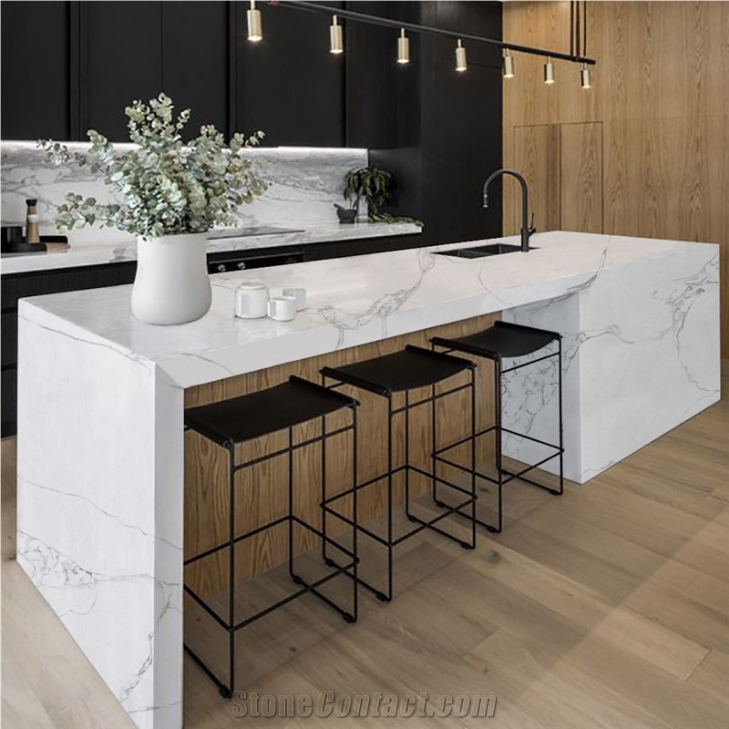 Goldtop OEM/ODM Calacatta White Quartz Kitchen Countertops