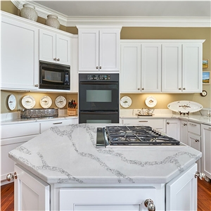 Goldtop OEM/ODM Calacatta White Series Roma Quartz Slab
