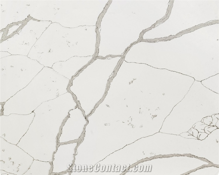 Goldtop OEM/ODM Calacatta White Statuario Elisno Quartz Slab