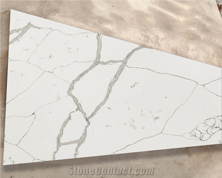 Goldtop OEM/ODM Calacatta White Statuario Elisno Quartz Slab