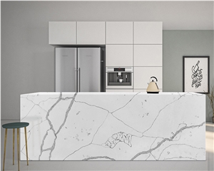 Goldtop OEM/ODM Calacatta White Statuario Elisno Quartz Slab