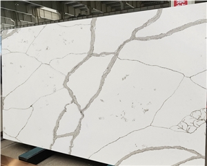 Goldtop OEM/ODM Calacatta White Statuario Elisno Quartz Slab