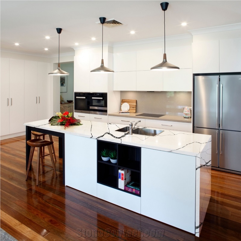 Goldtop OEM/ODM Clover White Quartz Kitchen Countertops