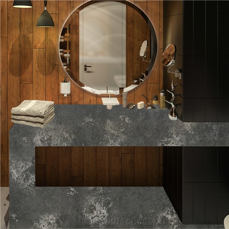 Goldtop OEM/ODM Concrete Shade Quartz 6006 Double Vanity Top