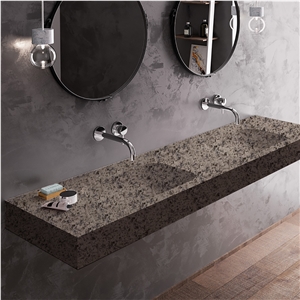 Goldtop OEM/ODM Granding Kashmir Quartz Bathroom Double Sink