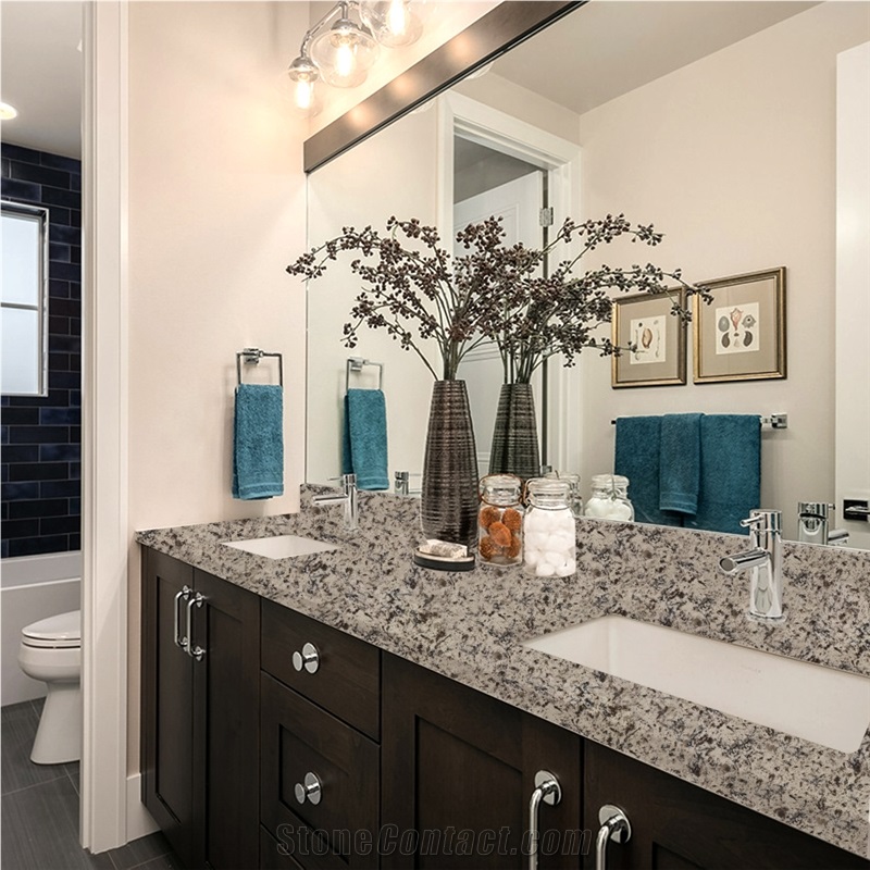 Goldtop OEM/ODM Granding Kashmir Quartz Bathroom Double Sink