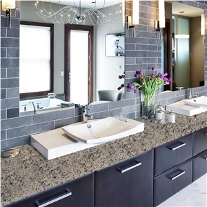 Goldtop OEM/ODM Granding Kashmir Quartz Bathroom Double Sink