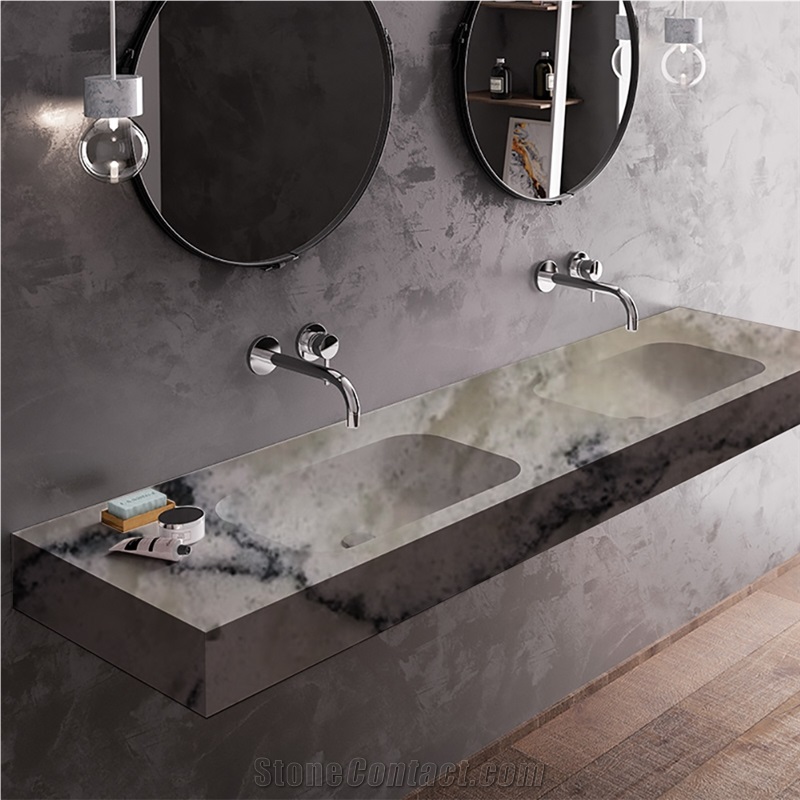 Goldtop OEM/ODM Night Light Quartz Double Vanity Basins