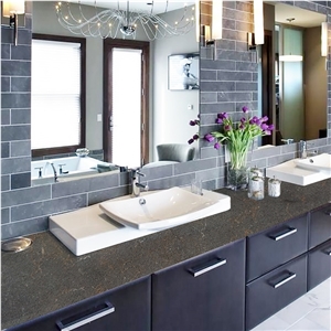 Goldtop OEM/ODM Vanilla Dark Brown Quartz Kitchen Countertop