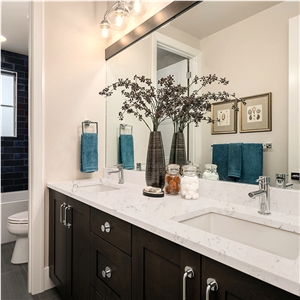 Goldtop OEM/ODM Winky White Quartz Bathroom Vanity Tops
