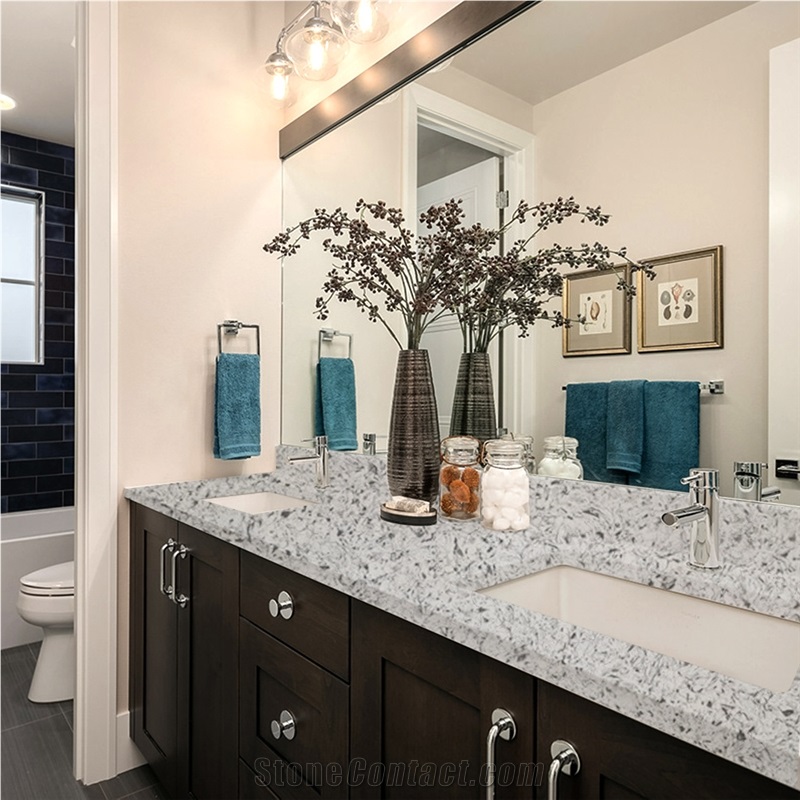 High Quality Goldtopstone Quartz Bathroom Sink Countertop