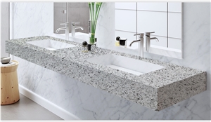High Quality Goldtopstone Quartz Bathroom Sink Countertop