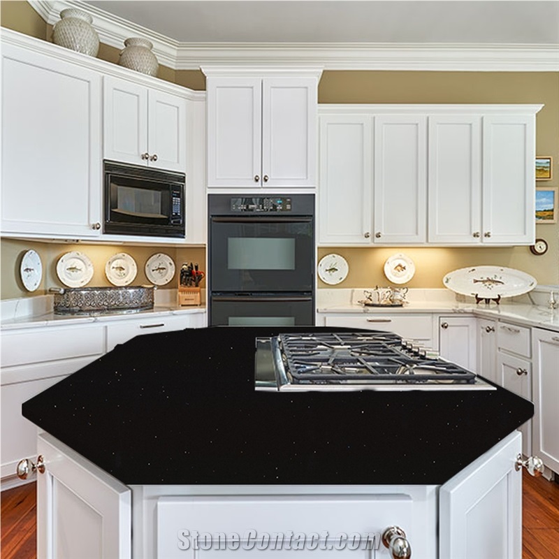 Hot Sale Quartz 1003 Sparkle Black Kitchen Bench Tops
