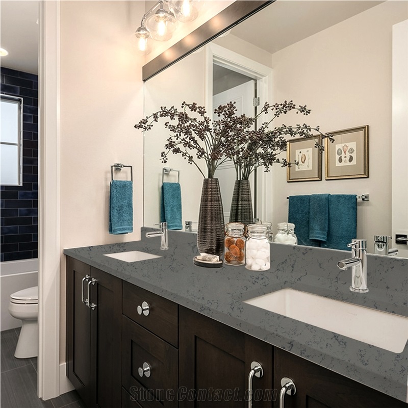 Marble Series 4008 Quartz Vanity Top Double Basic Sink