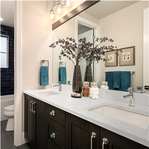 Marble Series 4022 Quartz Vanity Top With Double Basic Sink