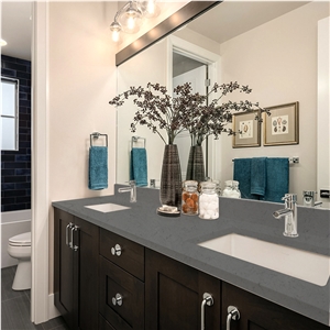 Marble Series 4028 Quartz Vanity Top With Double Basic Sink