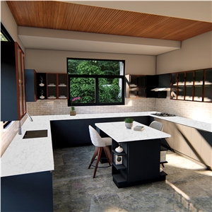 Marble Series Coarse Carrara Quartz Kitchen Island