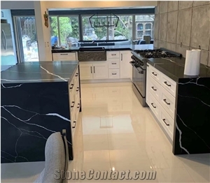 Nero Marquina Artificial Black Quartz Countertops