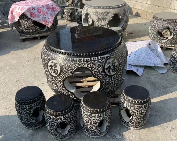 Granite Stone Table Set Natural Stone Garden Table Set
