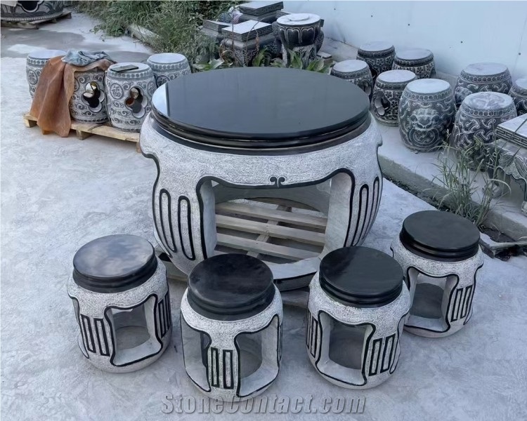 Granite Stone Table Set Natural Stone Garden Table Set