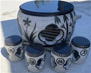 Granite Stone Table Set Natural Stone Garden Table Set