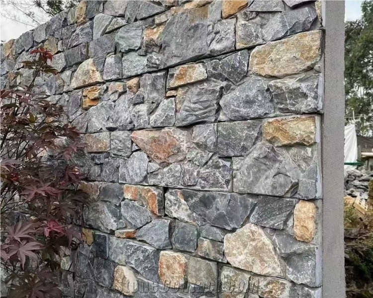 Grey Cultured Stone Exterior Slate Stone Wall Cladding Panel