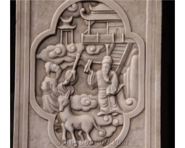 Hand Carved White Marble Relief Sculpture Stone Wall