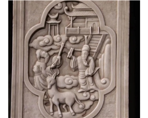 Hand Carved White Marble Relief Sculpture Stone Wall
