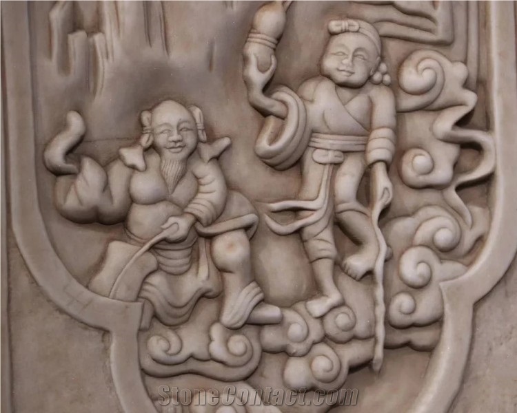 Hand Carved White Marble Relief Sculpture Stone Wall