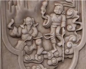 Hand Carved White Marble Relief Sculpture Stone Wall