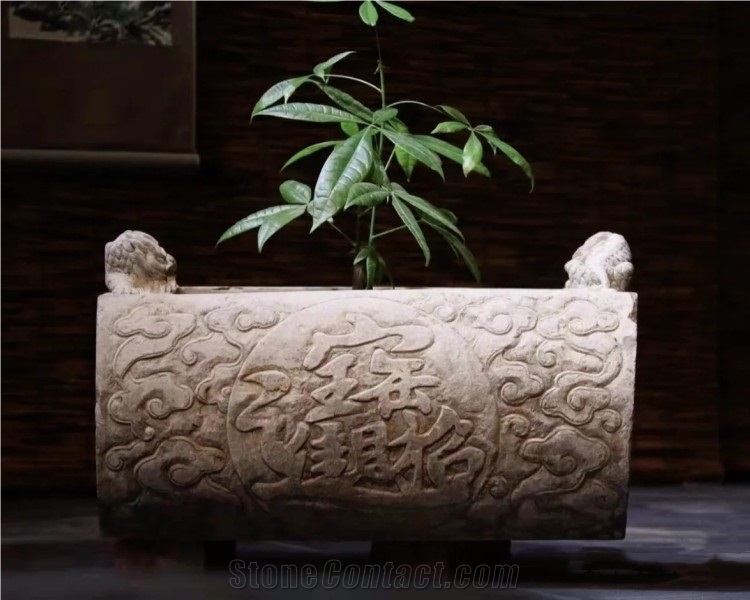 Hot Natural Stone Flower Pot Marble Planter Flower Pot