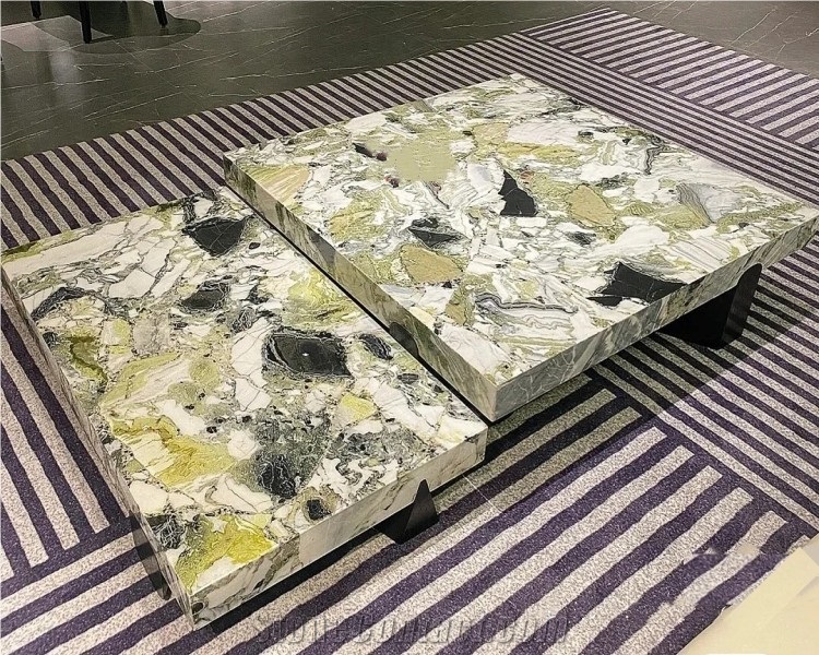 Ice Green Marble Cold Jade Marble Natural Stone Coffee Table
