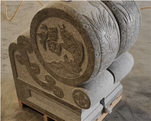 Large Drum Hugging Shaped Bearing Granite Carving BAO GU SHI Large Drum Hugging Shaped Bearing Granite Carving BAO GU SHI