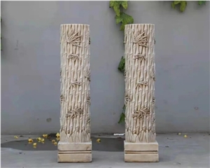 Large Natural Stone Columns White Marble Stone Columns