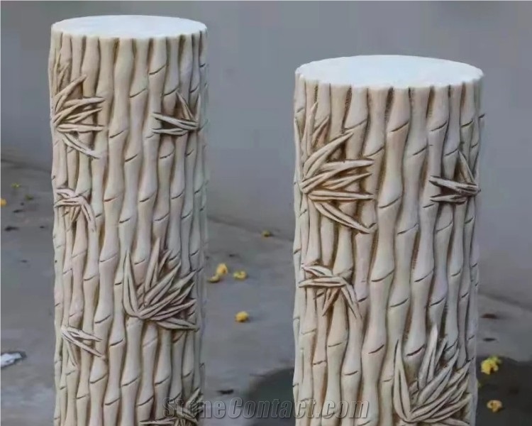Large Natural Stone Columns White Marble Stone Columns