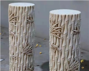 Large Natural Stone Columns White Marble Stone Columns