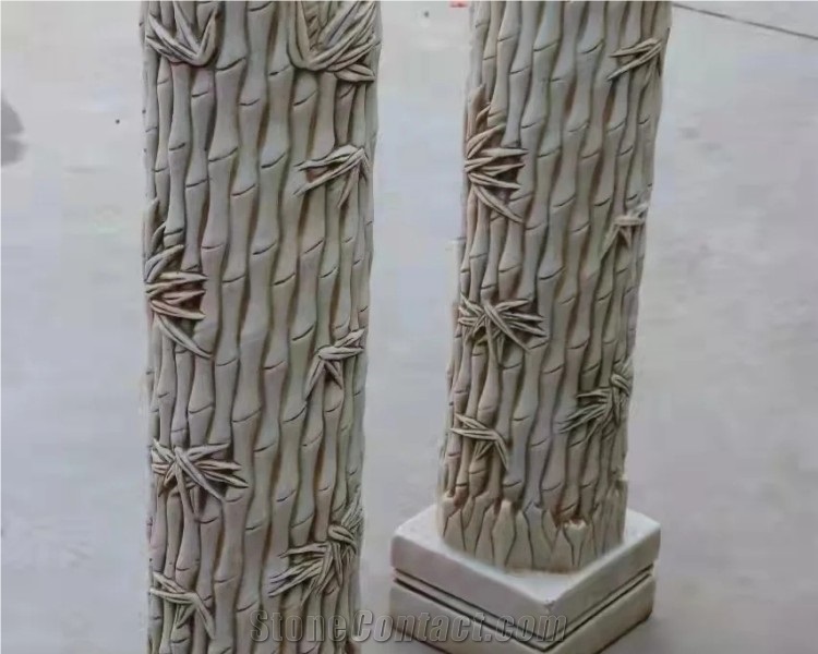 Large Natural Stone Columns White Marble Stone Columns