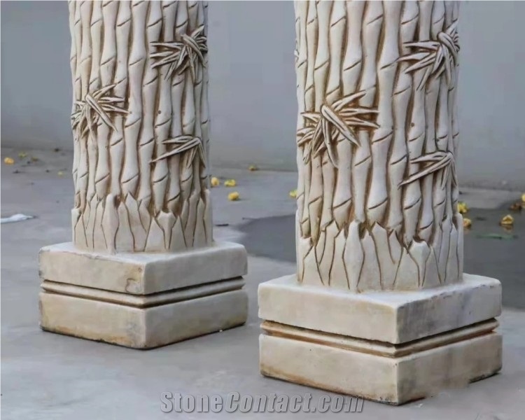 Large Natural Stone Columns White Marble Stone Columns