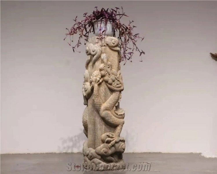 Large Natural Stone Columns White Marble Stone Columns