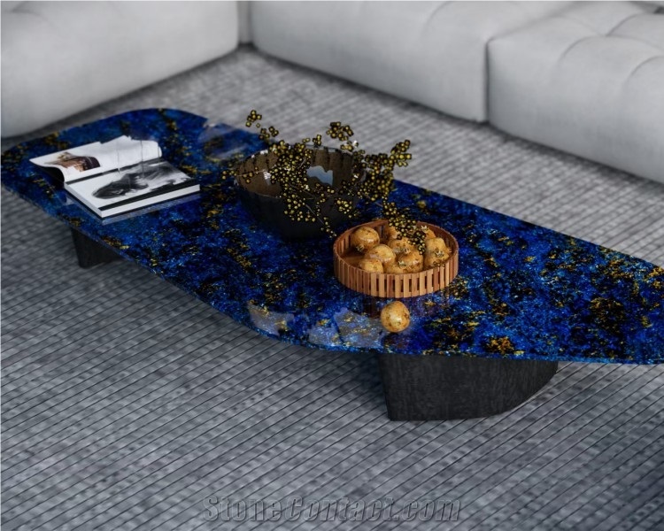 Natural Blue Stone Oval Blue Coffee Table Tea Table Top