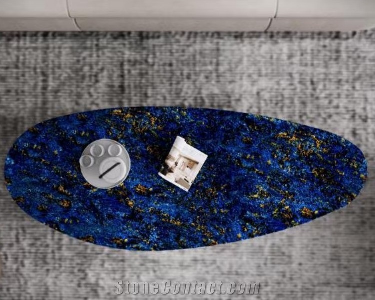 Natural Blue Stone Oval Blue Coffee Table Tea Table Top