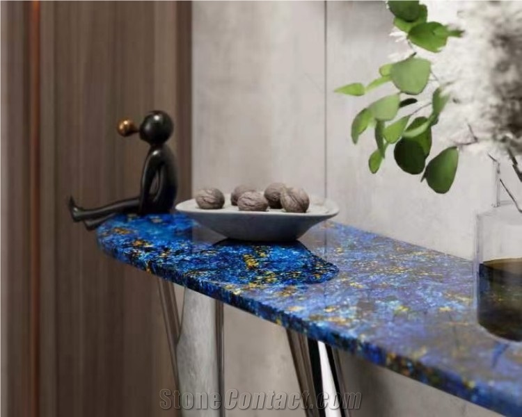 Natural Blue Stone Oval Blue Coffee Table Tea Table Top