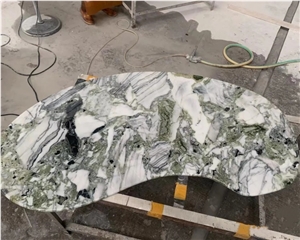 Natural Green Stone Dining Table Oval Marble Dining Table