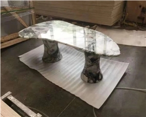 Natural Green Stone Dining Table Oval Marble Dining Table