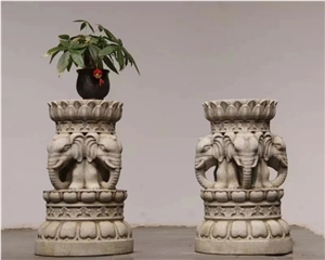 Natural Large Stone Flower Pots Stand, Side Table Stone Plinth