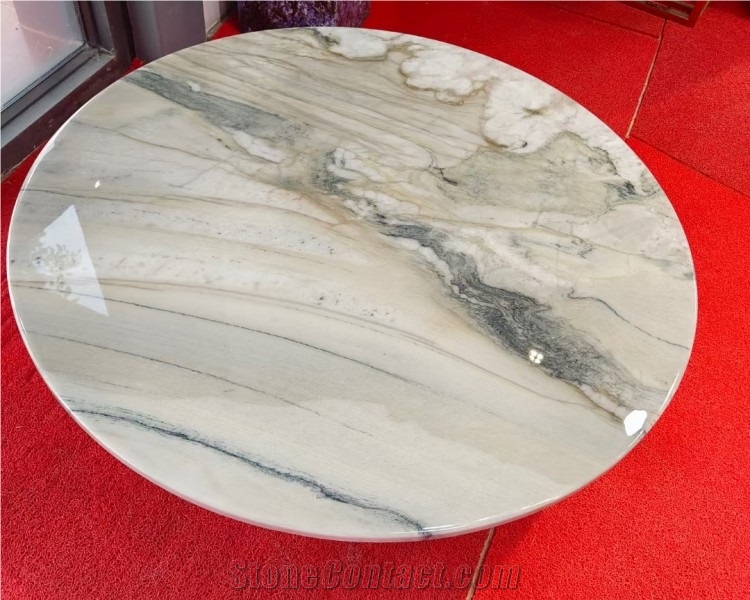 Natural Marble Coffee Table Top Round Stone Coffee Table Set
