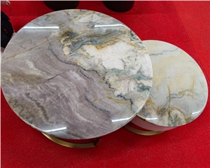 Natural Marble Coffee Table Top Round Stone Coffee Table Set
