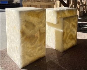 Natural Onyx Side Table Stone Flair Cube Stone Plinth