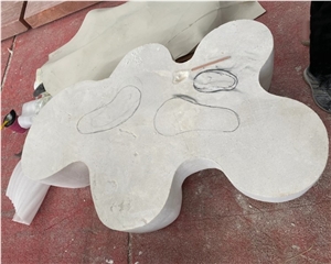 Natural White Travertine Stone Side Table Stone Coffee Table